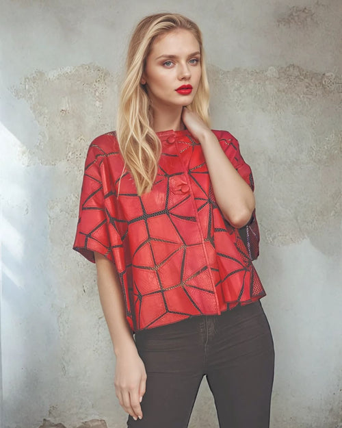 Haurra Leather Mesh Bolero Jacket