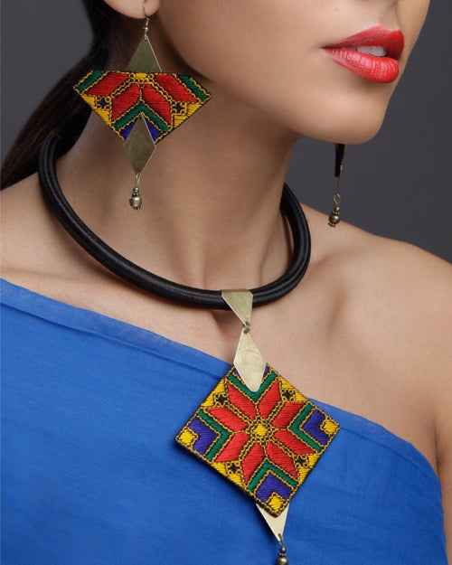 Kenya Hand-Embroidered Geometric Necklace