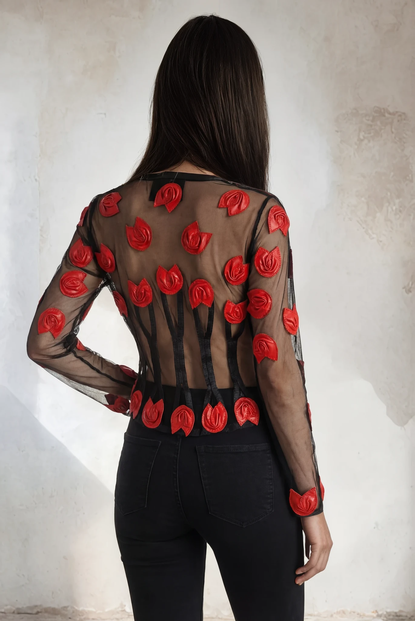 Rosalinda Semi-Corset Leather Mesh Top